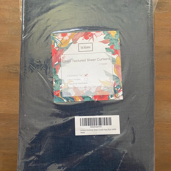 Sheer curtains navy blue 54 x 96 - Picture 2 of 5